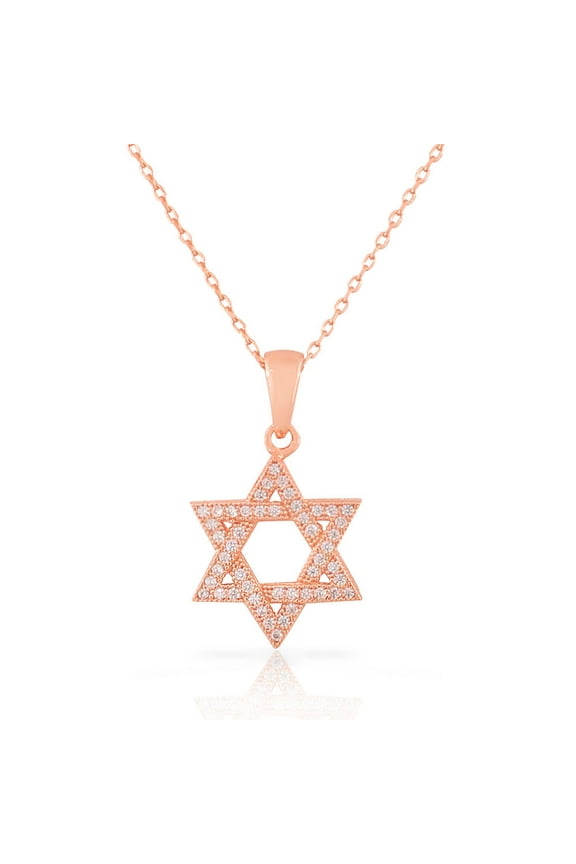 925 Sterling Silver Jewish Star of David White CZ Pendant Necklace