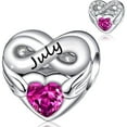 thumbnail image 1 of NINGAN 925 Sterling Silver July Angelwing Birthstone Heart Charm for Women Moment Charm Bracelet, 1 of 6
