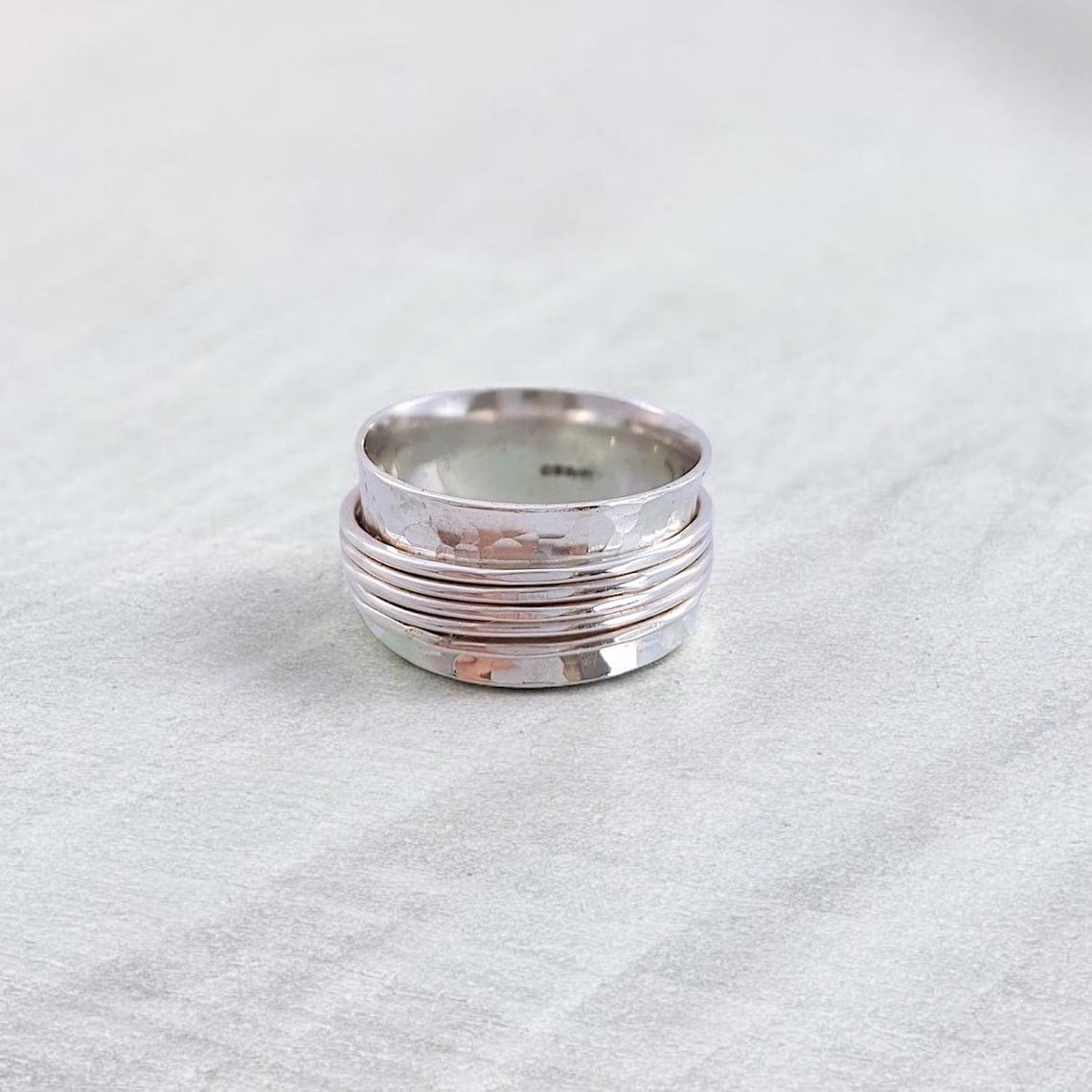 925 Sterling Silver Kinetic Anxiety Spinner Ring – Handmade Rotating ...