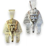 925 Sterling Silver King Tut Pendant Necklace in 14k Gold or White Gold ,Vvs Moissanite Egyptain God Tutankhamun Pharaoh Pendant Necklace