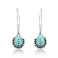 thumbnail image 1 of 925 Sterling Silver Kingman Turquoise Cabochon Pear 8X5mm Gemstone Oxidized Earrings for Women, 1 of 8