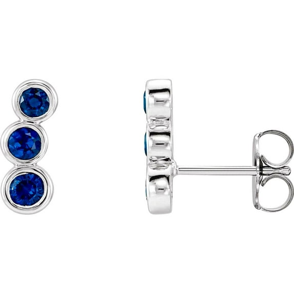 925 Sterling Silver Lab Created Blue Sapphire Polished Lab Created Sapphire Earrings Climbers Stud Earring for Women