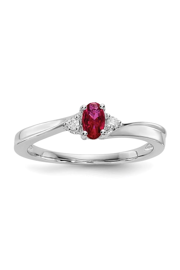 925 Sterling Silver Lab Created Ruby Birthstone Ring Fine Jewelry For Women Gifts For Her, Size 8