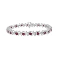 thumbnail image 1 of .925 Sterling Silver, Lab-Grown Gemstone and 4 Cttw Round Diamond Tennis Bracelet (H-I Color, I1-I2 Clarity) - Created Ruby, July Birthstone, 1 of 8