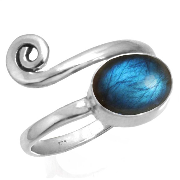 925 Sterling Silver Labradorite Gemstone Handmade Adjustable Toe Ring