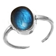 thumbnail image 1 of 925 Sterling Silver Labradorite Gemstone Handmade Adjustable Toe Ring, 1 of 4