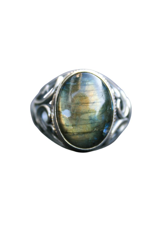 925 Sterling Silver Labradorite Ring – Vintage Style Handmade Unisex Gemstone (10)