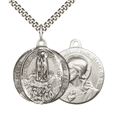 thumbnail image 1 of .925 Sterling Silver Our Lady of Fatima Sacred Heart of Jesus Medal Pendant on 24 Inch Endless Rhodium Plated Heavy Curb Chain -Catholic Religious Necklace Made in USA,Deluxe Velvet Gift Box, 1 of 3