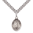 thumbnail image 1 of .925 Sterling Silver Our Lady of Tears Medal Pendant on 24 Inch Endless Rhodium Plated Heavy Curb Brass Chain, Catholic Religious Necklace -Made in USA- Deluxe Velvet Gift Box, 1 of 6