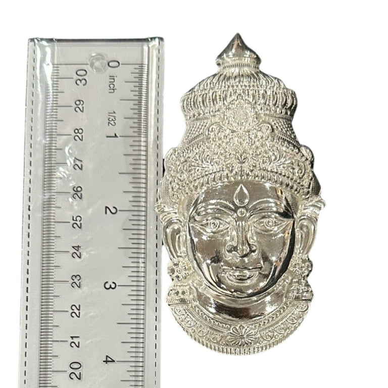 925 Sterling Silver Lakshmi VaraLakshmi Ammavaru Face Figurine 02 Size 4.0 inch Lakshmi Face Ht. 4.0