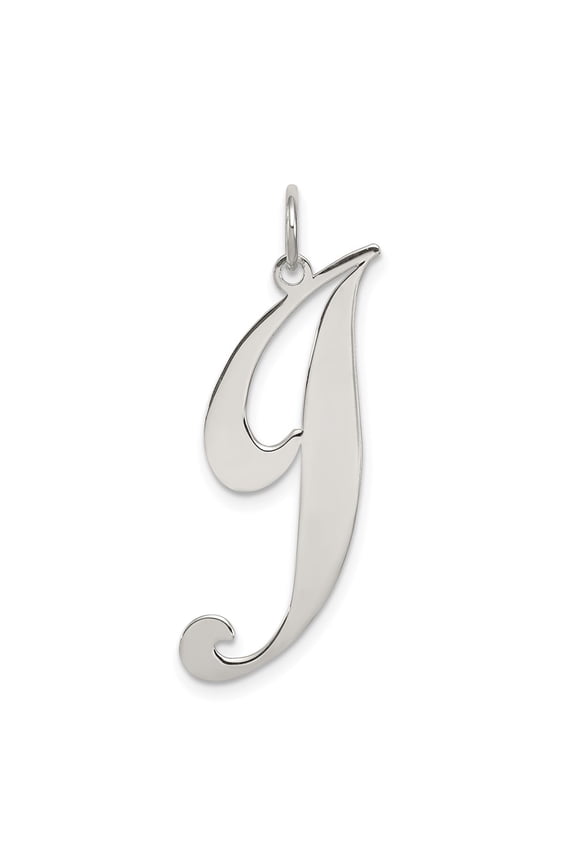 925 Sterling Silver Large Fancy Script Initial J Charm Pendant Fine Jewelry For Women Gifts For Her