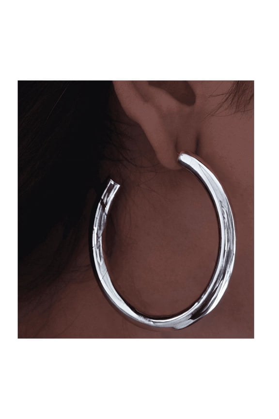 925 Sterling Silver Large Hoop Earrings for Women – Lightweight & Thick Statement Hoops