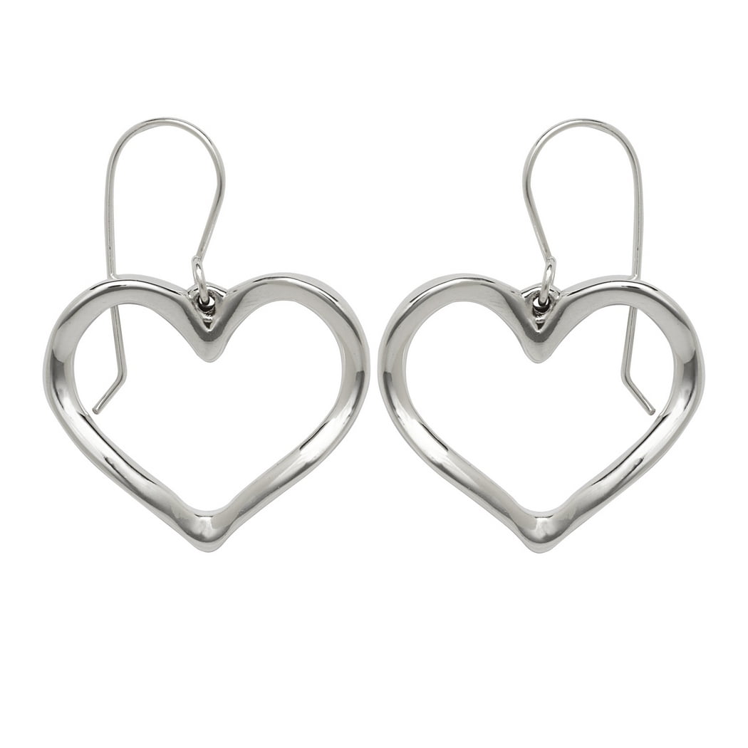 925 Sterling Silver Large Open Love Heart Drop Hook Earrings Stud Earring for Women