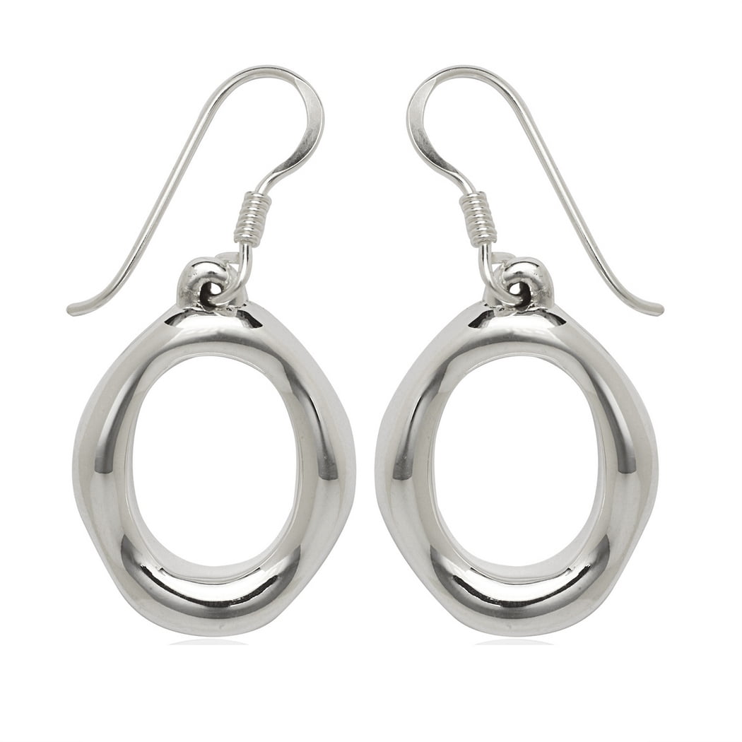 925 Sterling Silver Large Open Oval Drop Hook Earrings Stud Earring for Women