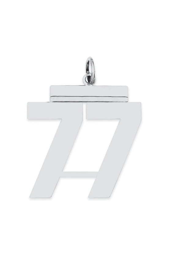925 Sterling Silver Large Polished Number 77 Charm Pendant