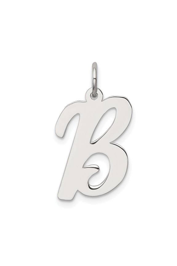 925 Sterling Silver Large Script Initial B Charm Pendant Fine Jewelry For Women Gifts For Her