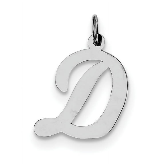 925 Sterling Silver Large Script Initial D (15x21mm) Pendant / Charm