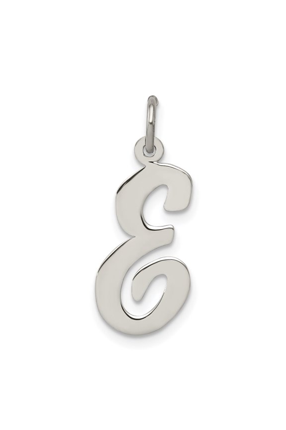 925 Sterling Silver Large Script Initial E Charm Pendant Fine Jewelry For Women Gifts For Her