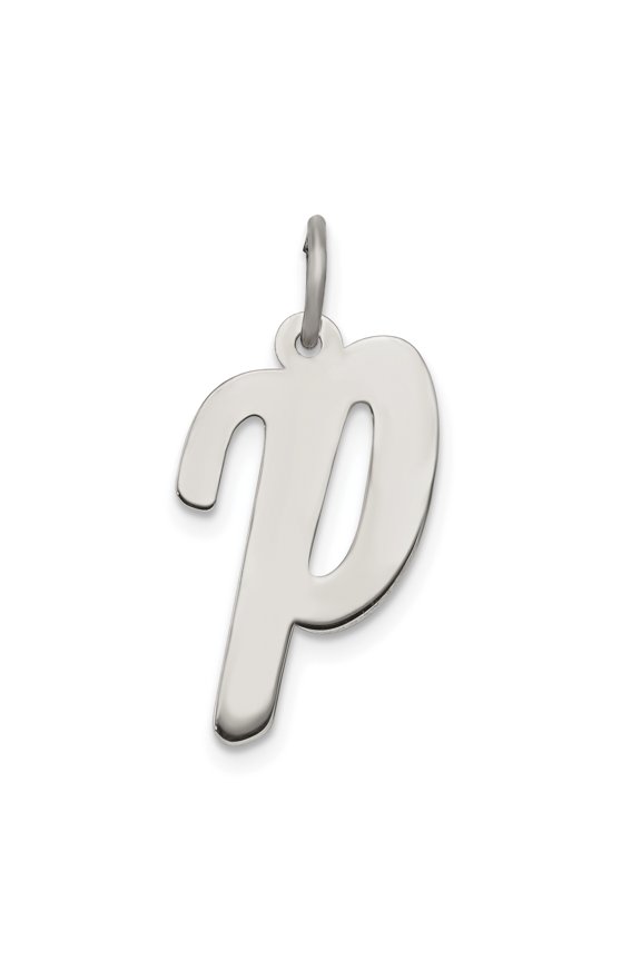 925 Sterling Silver Large Script Initial P Charm Pendant Fine Jewelry For Women Gifts For Her