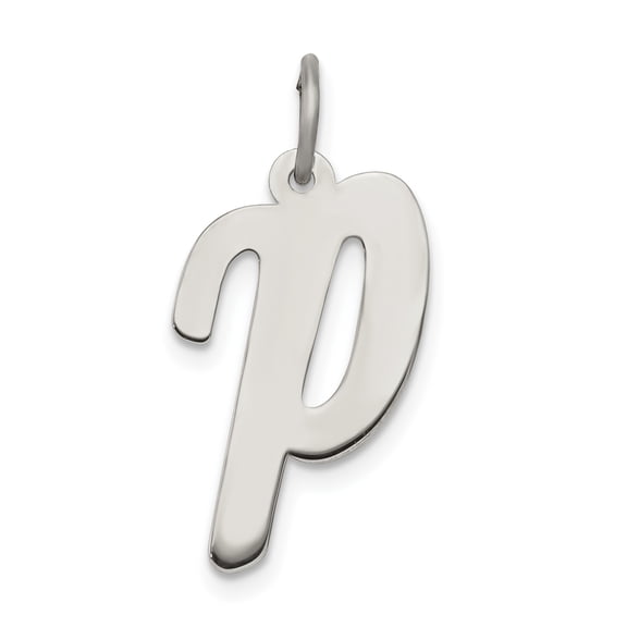 925 Sterling Silver Large Script Initial P Charm Pendant