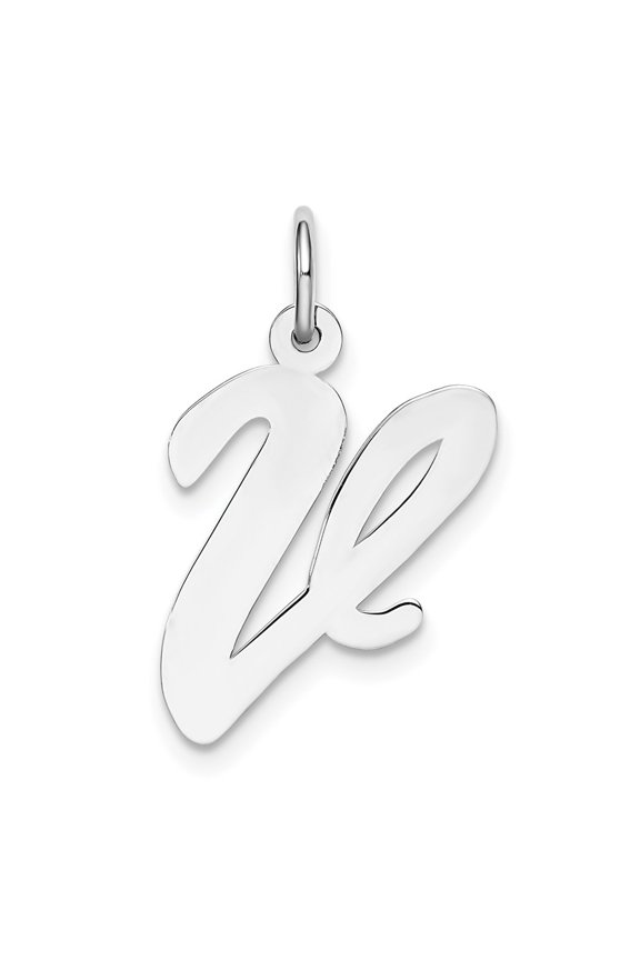 925 Sterling Silver Large Script Initial V Charm Pendant Fine Jewelry For Women Gifts For Her