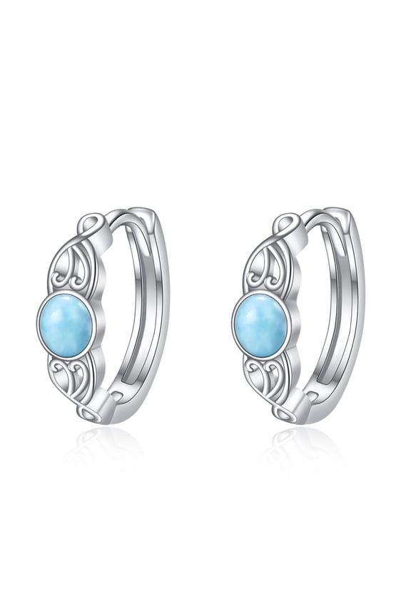 925 Sterling Silver Larimar Hoop Earrings Sterling Silver Celtic Knot Hoop Earrings for Women Irish Earrings Jewelry for Women