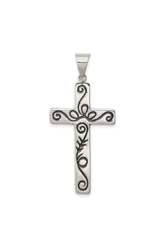 925 Sterling Silver Latin Cross Shaped Pendant