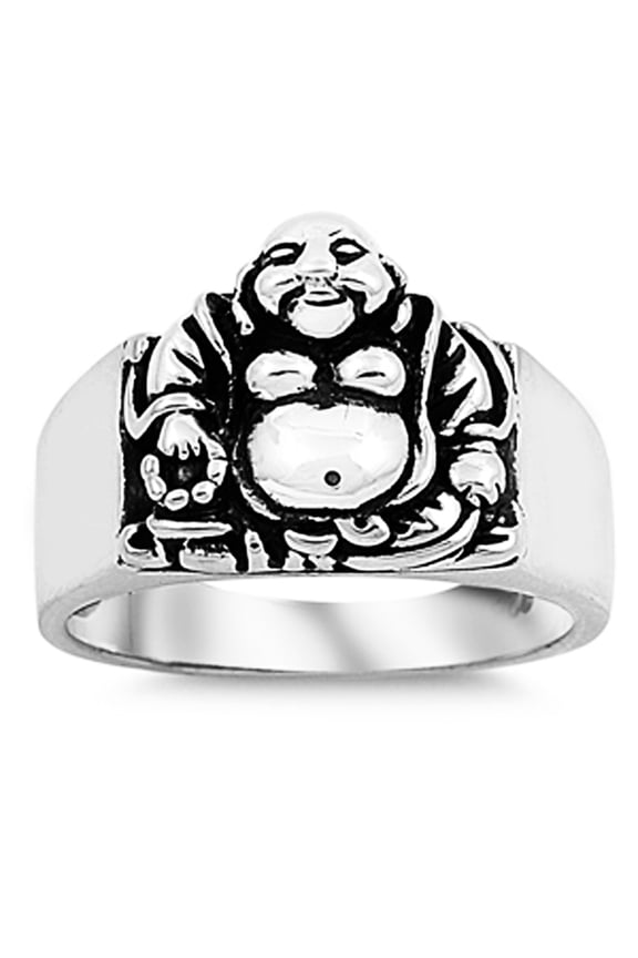 925 Sterling Silver Laughing Buddha Buda Ring Size 7