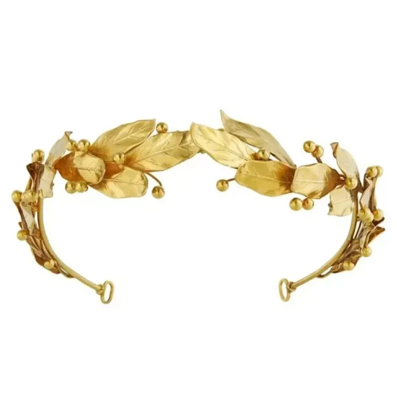 Ankita Gemstones Sterling Silver Leaves Bridal Hair Jewelry Circlet Tiaras, White, 1 Count