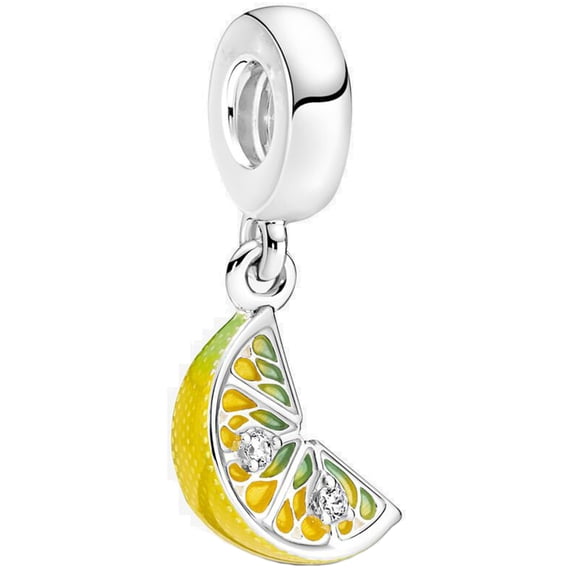 925 Sterling Silver Lemon Slice Dangle Charm for Bracelet Charms Bangle Pendant Jewelry