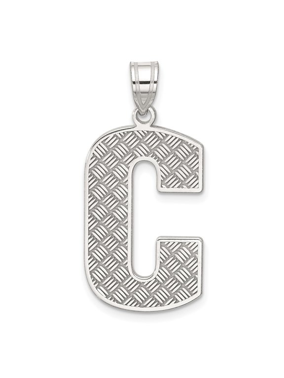 925 Sterling Silver Letter C Pendant Charm, Diamond-Cut Initial Monogram
