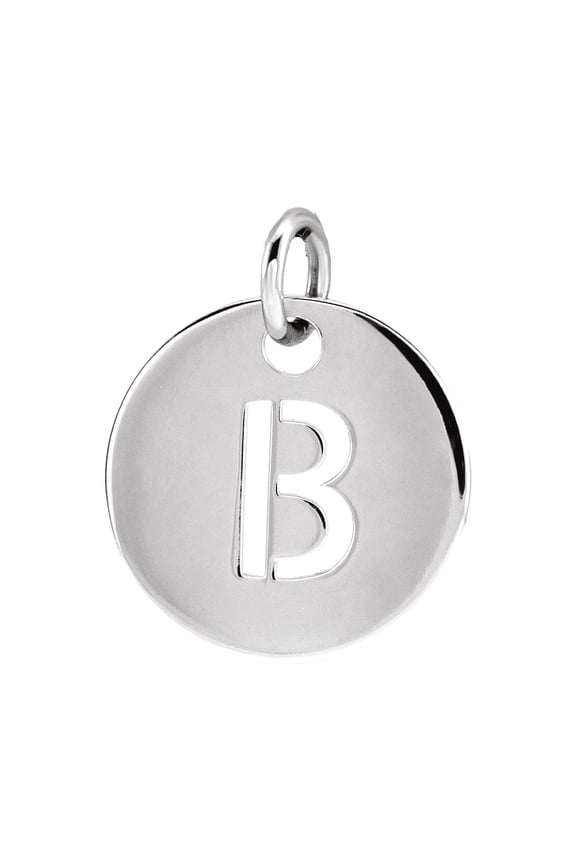 925 Sterling Silver Letter Name Personalized Monogram Initial B 10mm Polished Initial Disc Pendant Necklace Pendant for