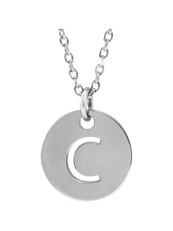 925 Sterling Silver Letter Name Personalized Monogram Initial C 10mm 16-18 Inch Polished Initial Dangle Necklace Pendant