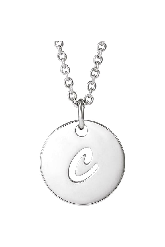 925 Sterling Silver Letter Name Personalized Monogram Initial C 9.97x9.97mm 16-18 Inch Polished Script Initial Necklace