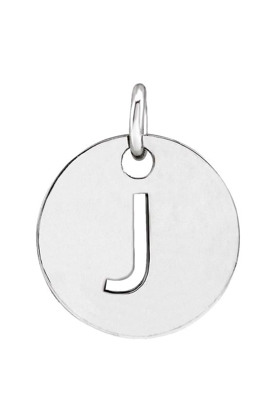 925 Sterling Silver Letter Name Personalized Monogram Initial J 10mm Polished Initial Disc Pendant Necklace Pendant for