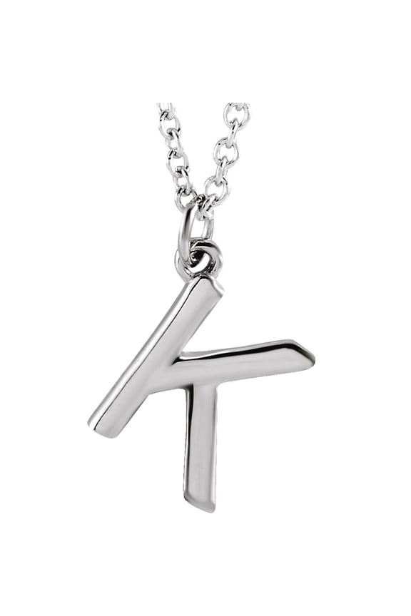 925 Sterling Silver Letter Name Personalized Monogram Initial K 9.2x7.6mm 18 Inch Polished Initial Necklace Pendant Neck