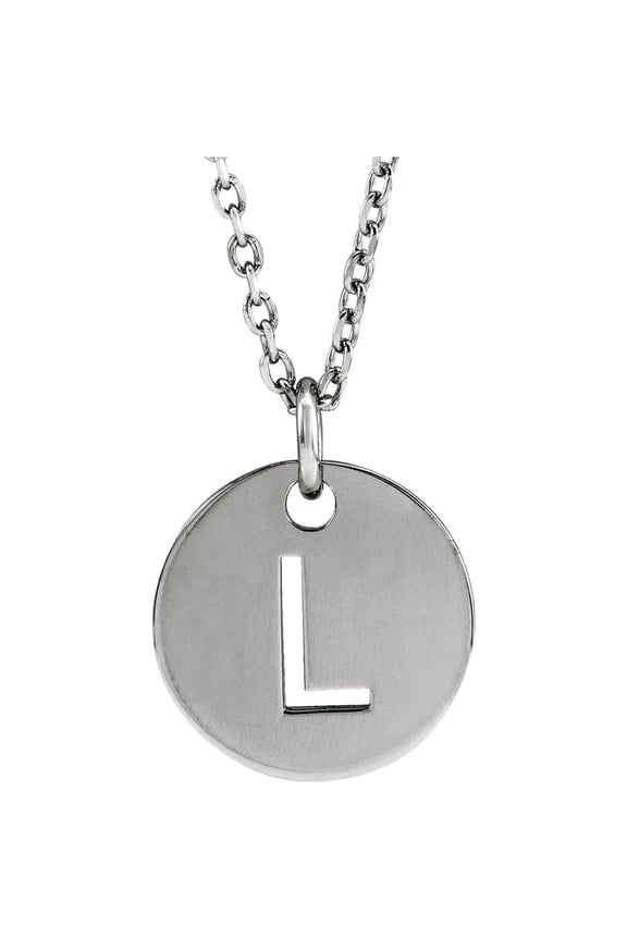 925 Sterling Silver Letter Name Personalized Monogram Initial L 10mm 16-18 Inch Polished Initial Disc Necklace Pendant N