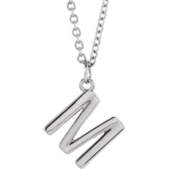 925 Sterling Silver Letter Name Personalized Monogram Initial M 9.2x8.4mm 18 Inch Polished Initial Dangle Necklace Penda