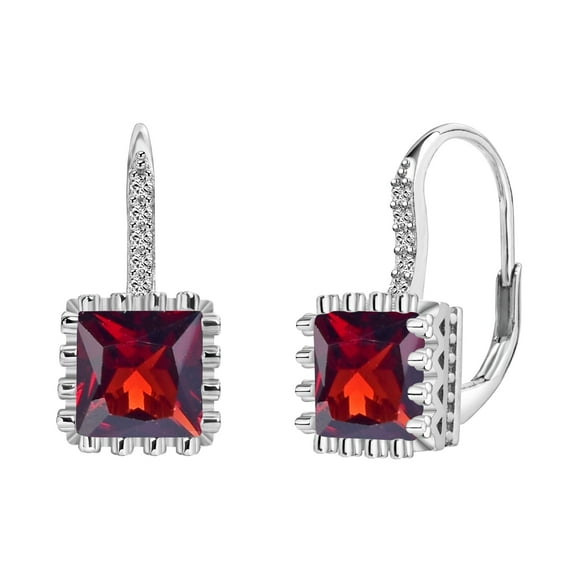 925 Sterling Silver Lever Back Earrings with Princess Cut Cubic Zirconia for Women