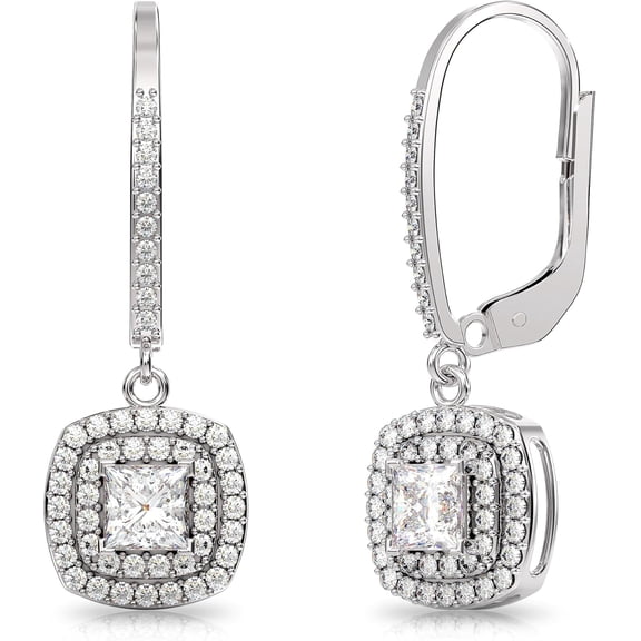 925 Sterling Silver Leverback Earrings | Silver CZ Lever-Back Drop Earring | Lightweight Zirconia Drop Dangle Earring for Women