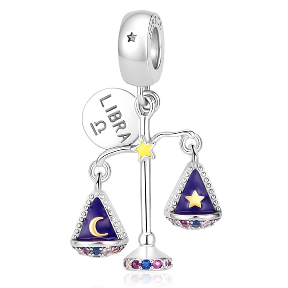925 Sterling Silver Libra Zodiac Balance Scale Dangle Charm for Bracelet Charms Bangle Pendant Jewelry