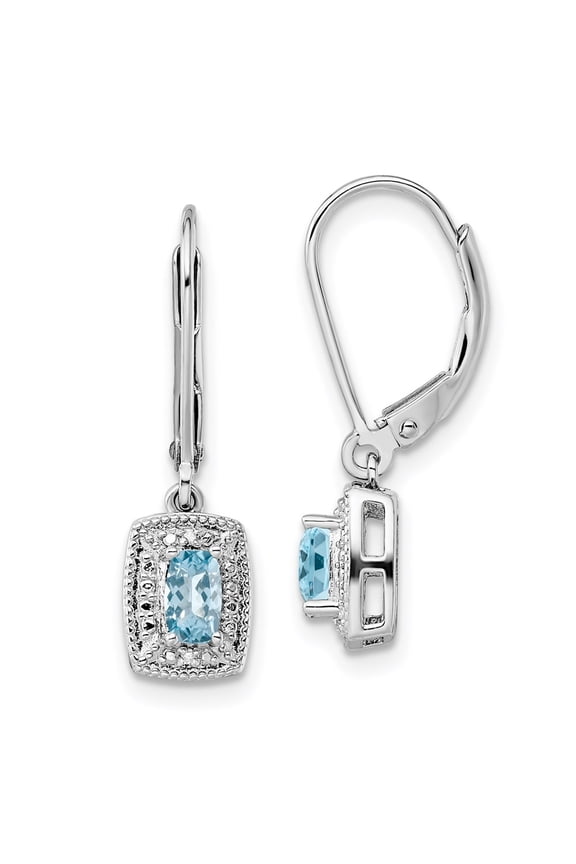925 Sterling Silver Light Swiss Blue Topaz Diamond Earrings Fine Jewelry For Women Gifts For Her