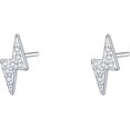 thumbnail image 1 of 925 Sterling Silver Lightning Bolt Bar Stud Earrings | Minimalist Small Earrings for Women, 1 of 9