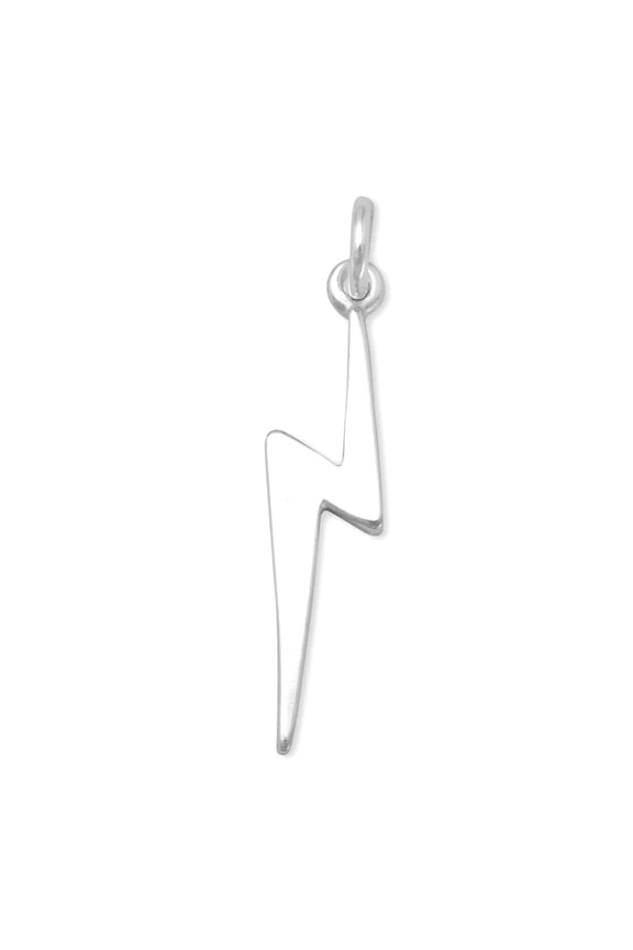 925 Sterling Silver Lightning Bolt Charm 5mm X 28mm Pendant Necklace for Women