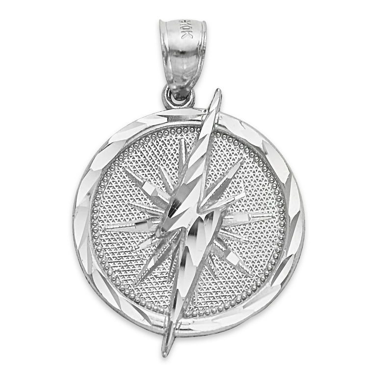 925 Sterling Silver Lightning Bolt Medal Bolt Pendant for Necklace Diamond Cut Charm for Him