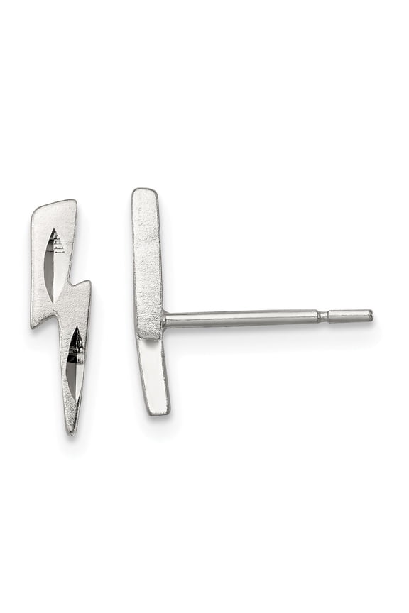 925 Sterling Silver Lightning Bolt Post Earrings; for Adults and Teens; for Women and Men