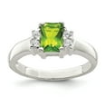 thumbnail image 1 of 925 Sterling Silver Lime Green and White Cubic Zirconia Ring Size 7, 1 of 5
