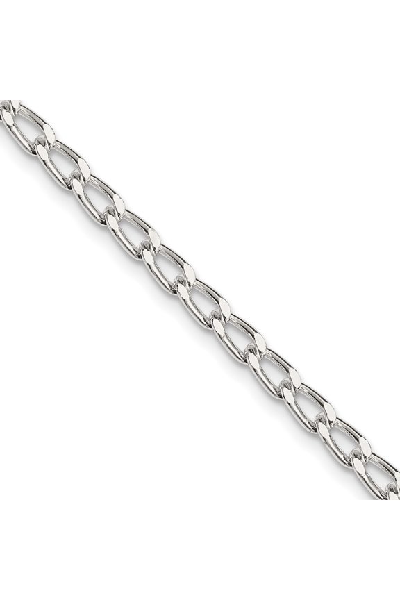 925 Sterling Silver Link Chain Necklace Amore La Vita Rhodium-plated Polished 3.2 mm 8 inch Open with Lobster Clasp Charm Bracelet