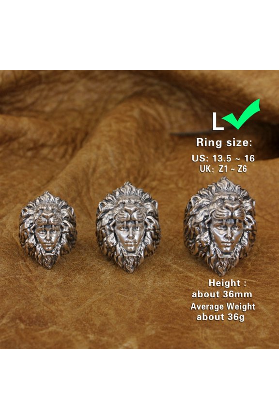 925 Sterling Silver Lion Beauty Ring Biker Punk Jewelry TA349 Large Model US Size 16