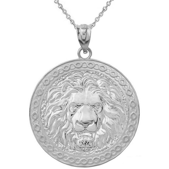 .925 Sterling Silver Lion Head Medallion Pendant Necklace (Pendant with 18" chain)